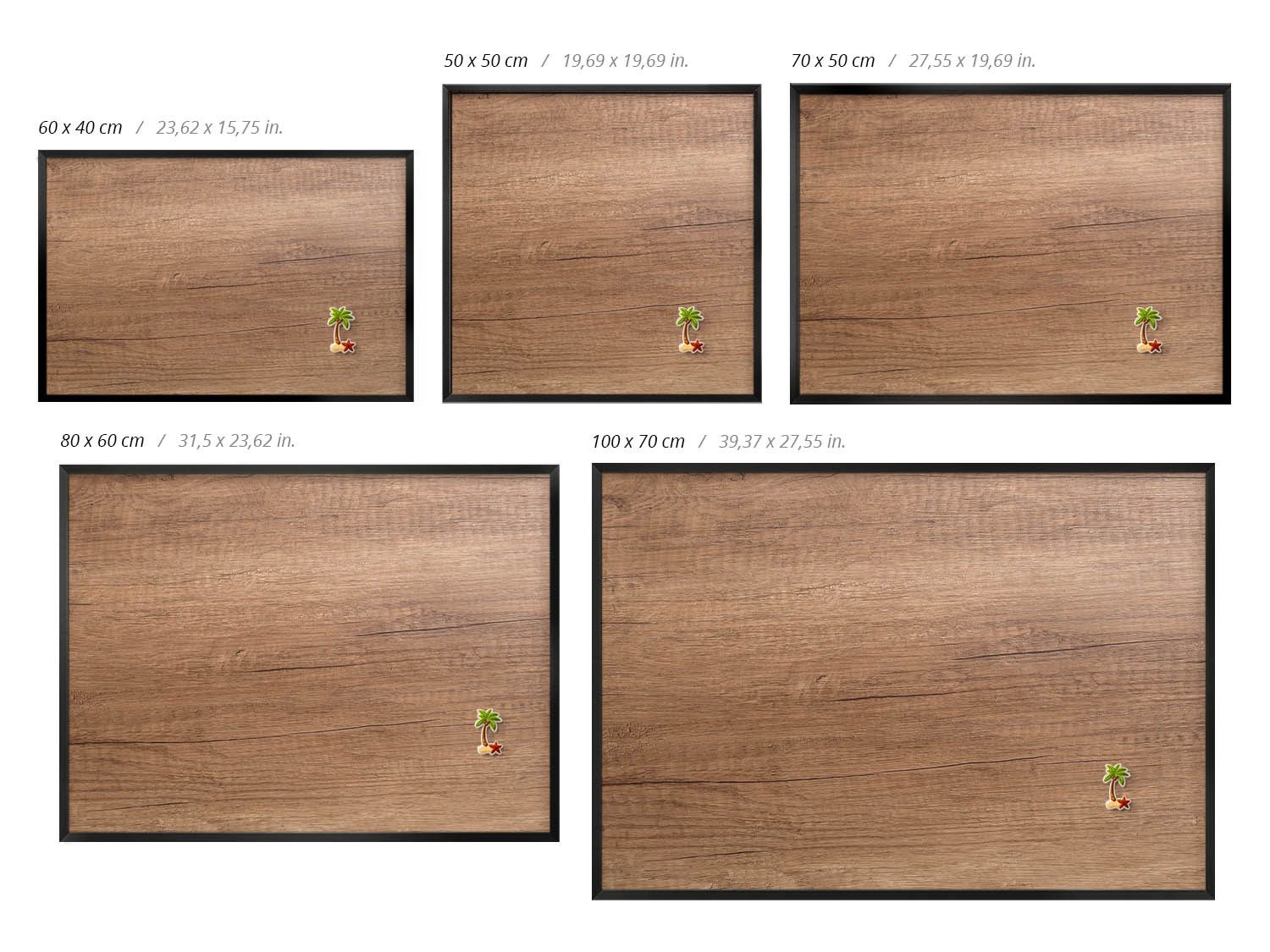 Tulup Magnettafel Magnettafel mit Rahmen für Küche Wohnzimmer und Büro, Holzstruktur, Braun – Bild 5 von 5