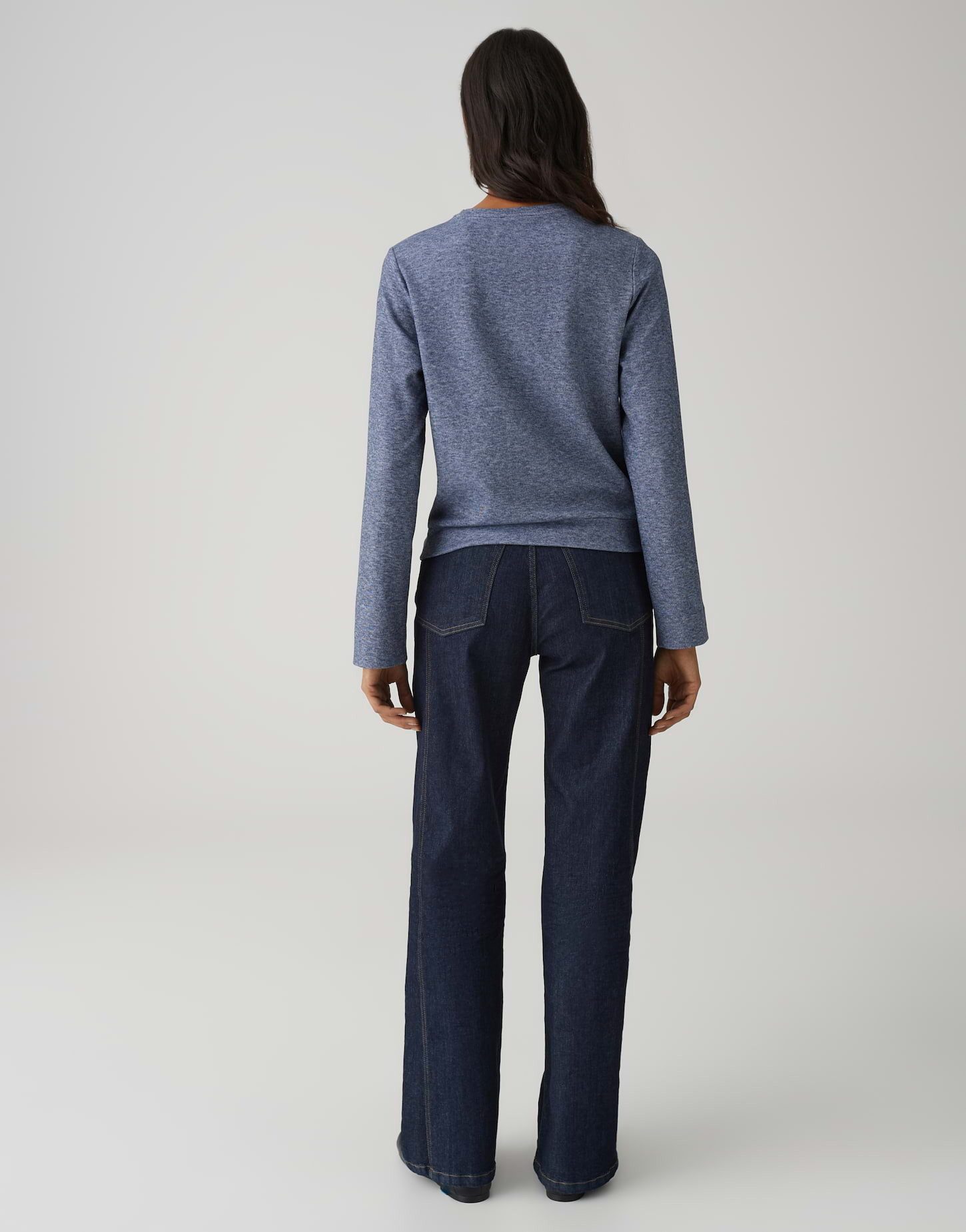OPUS Longsleeve SAMIKE in Mélange Optik Schmale Passform, gerader Schnitt, Langarm, angeraute Oberfläche