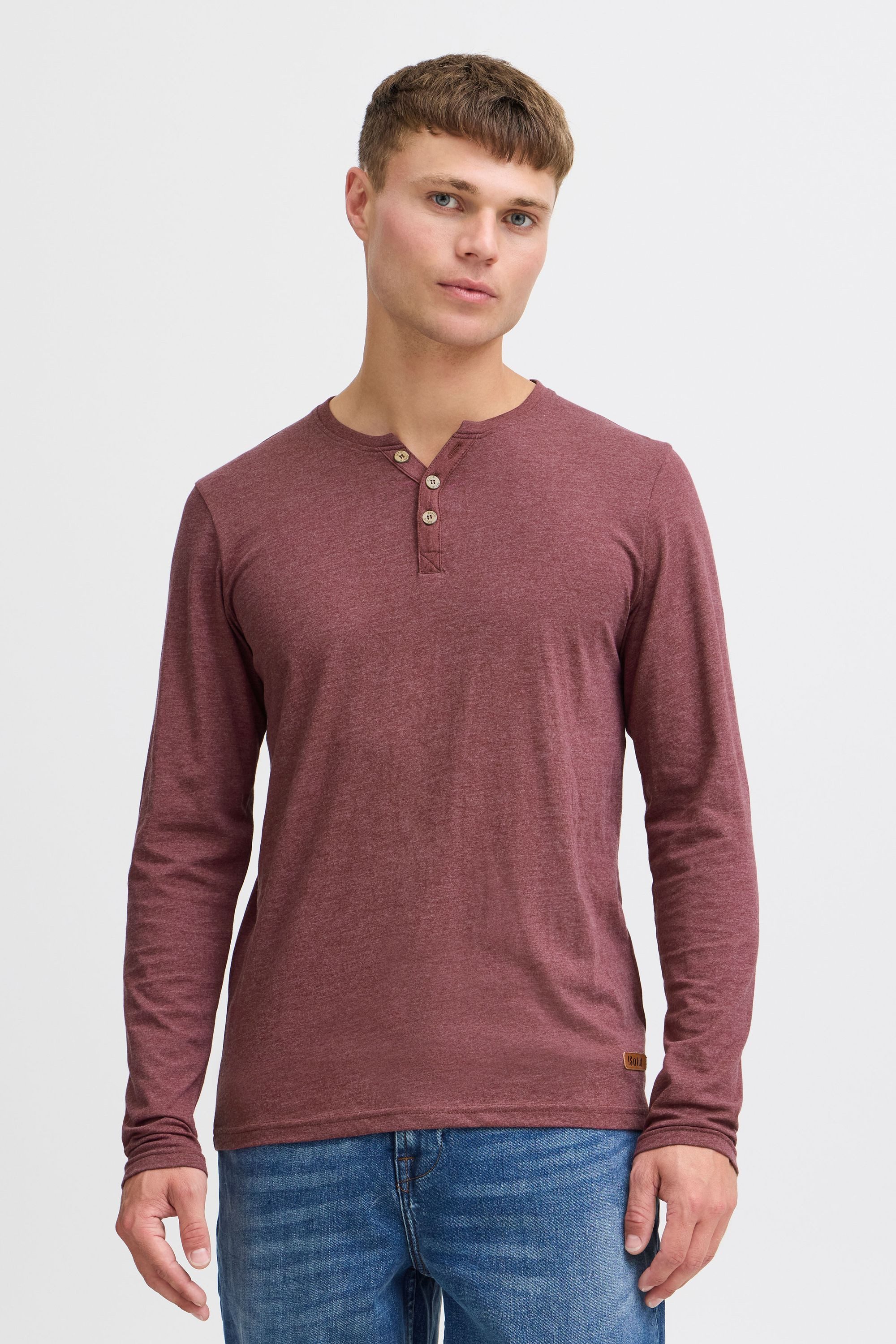 !Solid Rundhalsshirt SDVolko Klassisches Longsleeve mit Knopfleiste günstig online kaufen