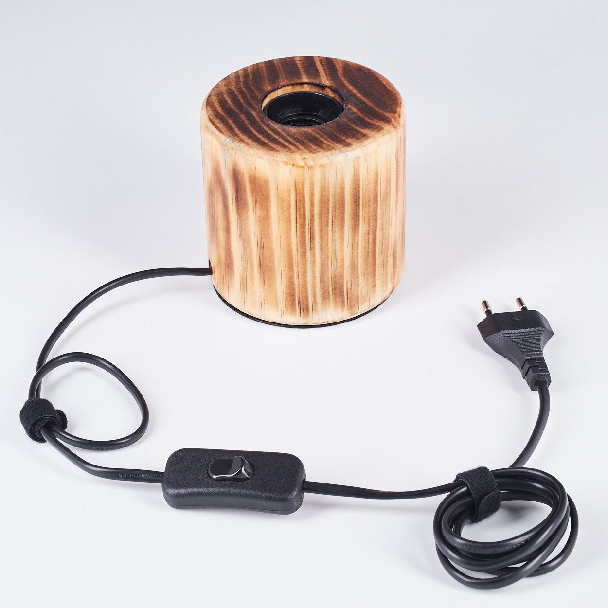 hofstein Tischleuchte Tischlampe aus Holz in Naturfarben, mit Schalter am Kabel, ohne Leuchtmittel, moderne Leuchte im skandinavischen/Boho-Design, Höhe 10 cm, E27