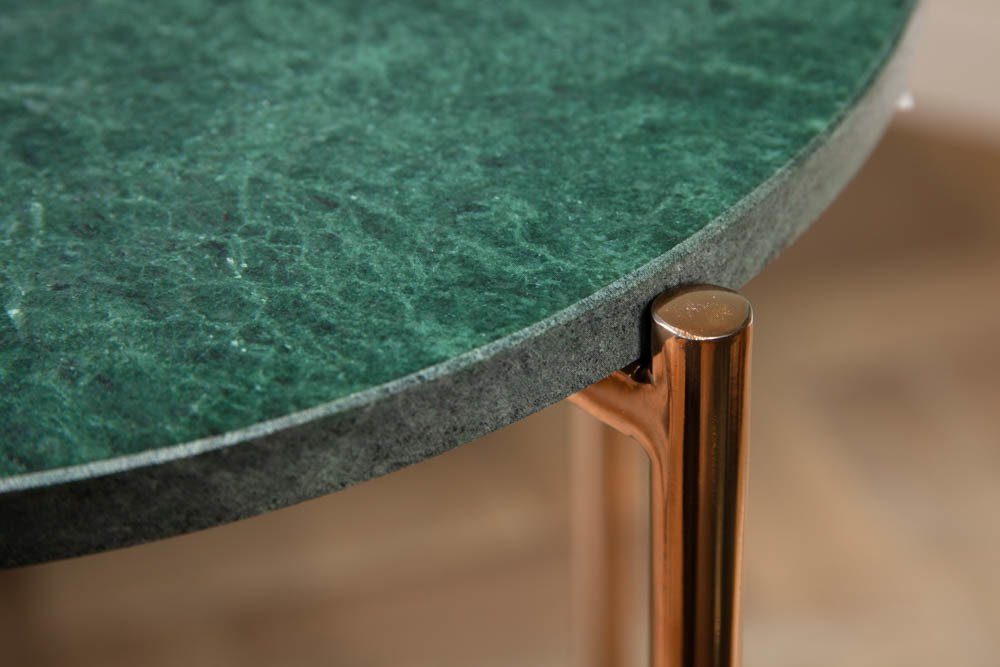 Beistelltisch grün rund Metall-Gestell · · NOBLE · Handarbeit I abnehmbare / gold, riess-ambiente Marmor-Platte 35cm