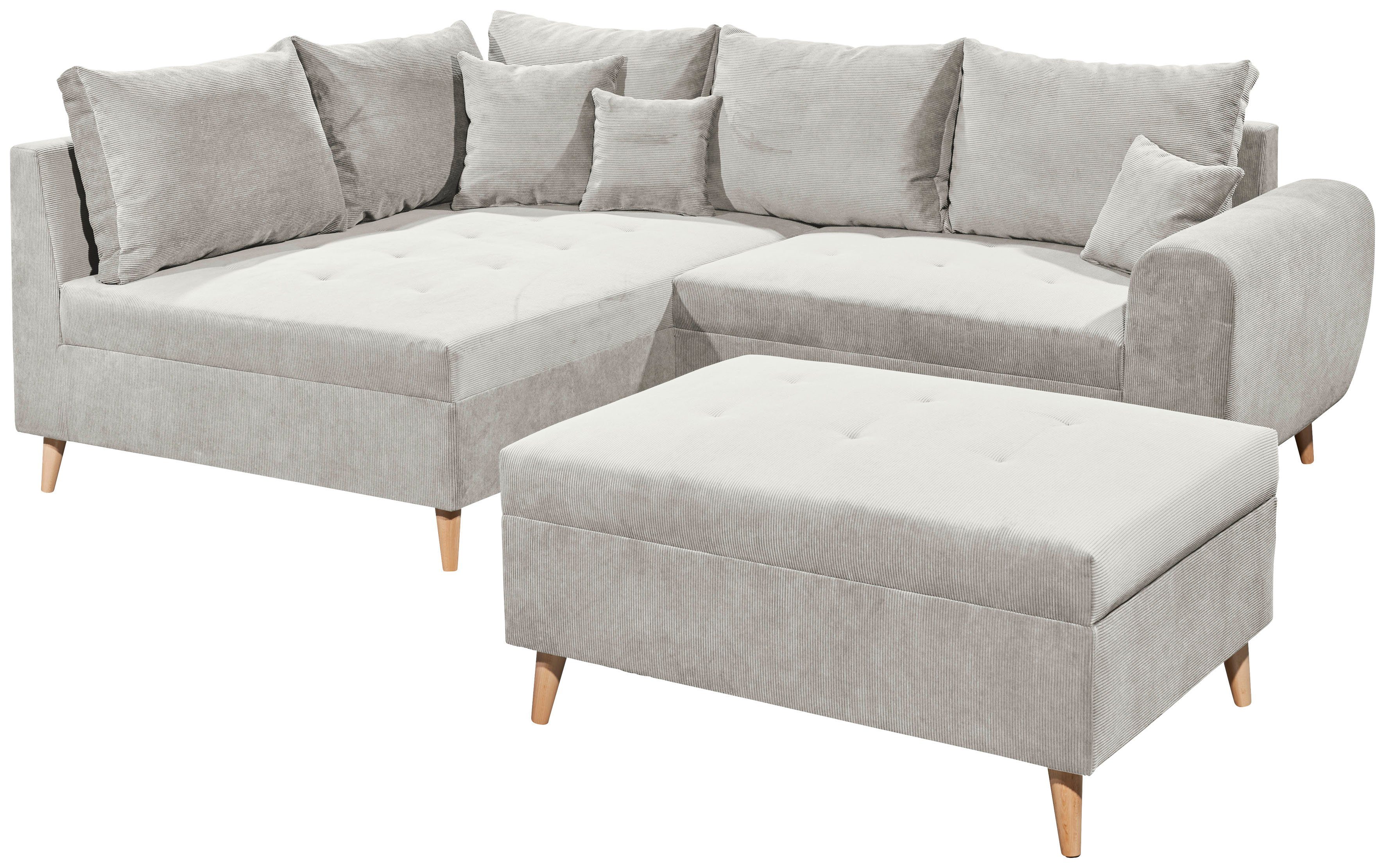 ED EXCITING DESIGN Ecksofa "Calanda L-Form", mit Hocker & 3 Zierkissen günstig online kaufen