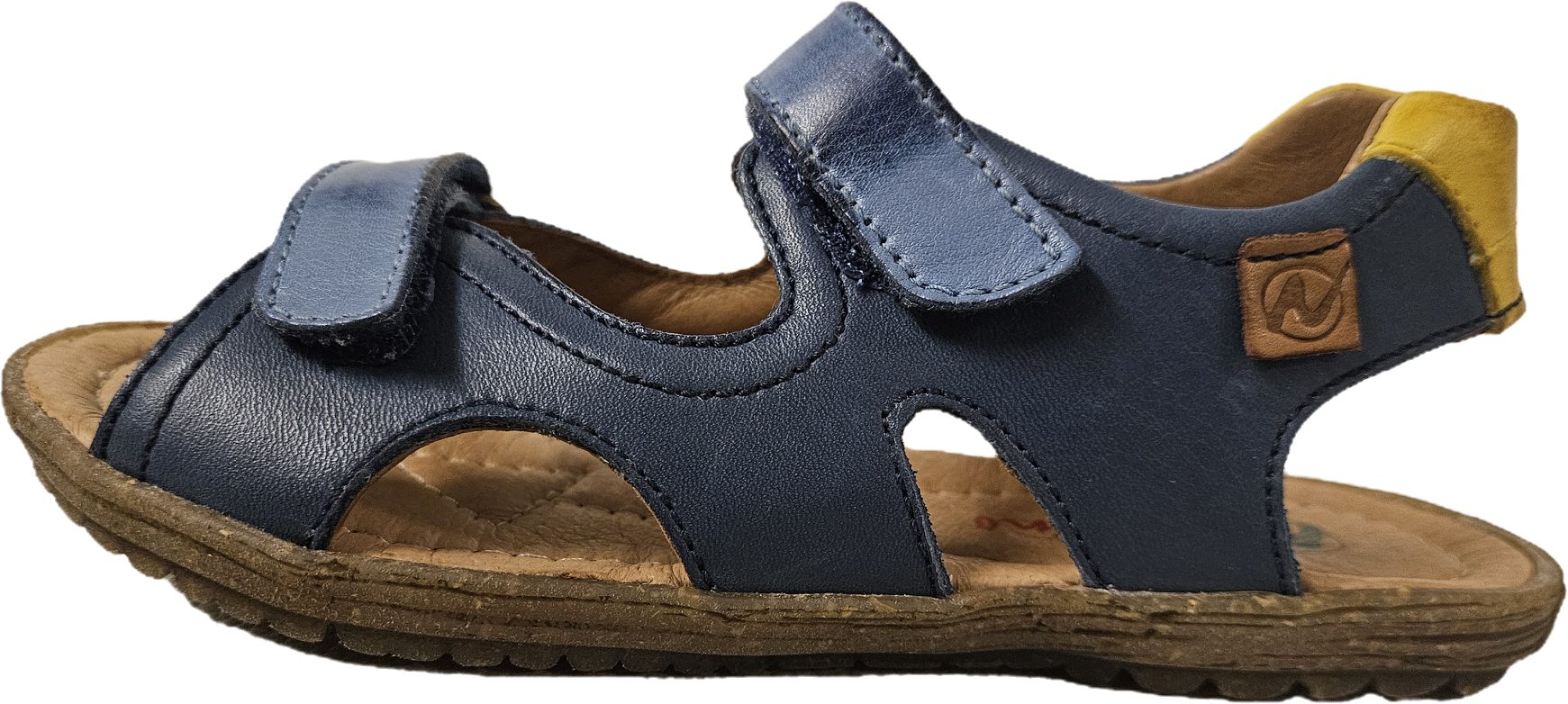 Naturino Kinder-Sandale SKY aus Nappa-Leder in Blau-Gelb – Größe 32 Sandale aus echtem Leder