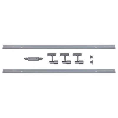 famlights Stromschienensystem, 1-Phasen Schienensystem-Set 2 Meter inkl. 3 Spots in Silber GU10, 200 cm, Schienensystem