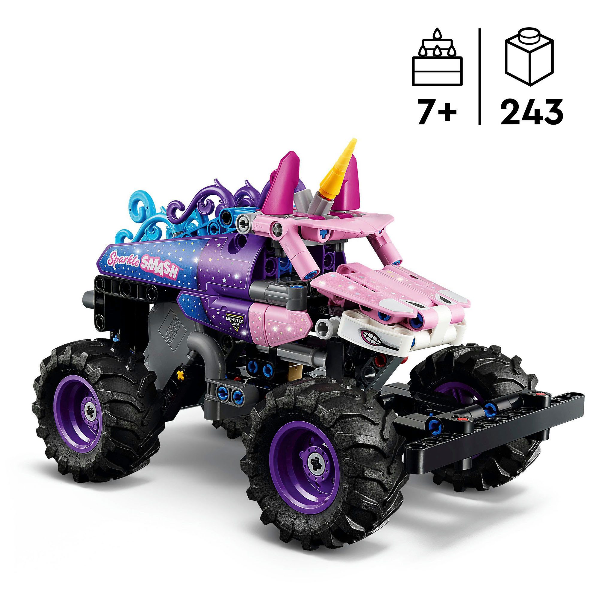 LEGO® Monster Jam Sparkle Smash mit Rückziehmotor (42220), LEGO Technic Konstruktionsspielsteine, (243 St)