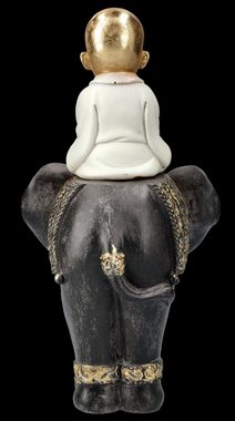 Figuren Shop GmbH Dekofigur Buddha Figur reitend auf Elefant - Mythologie Dekofigur Tierfigur Deko