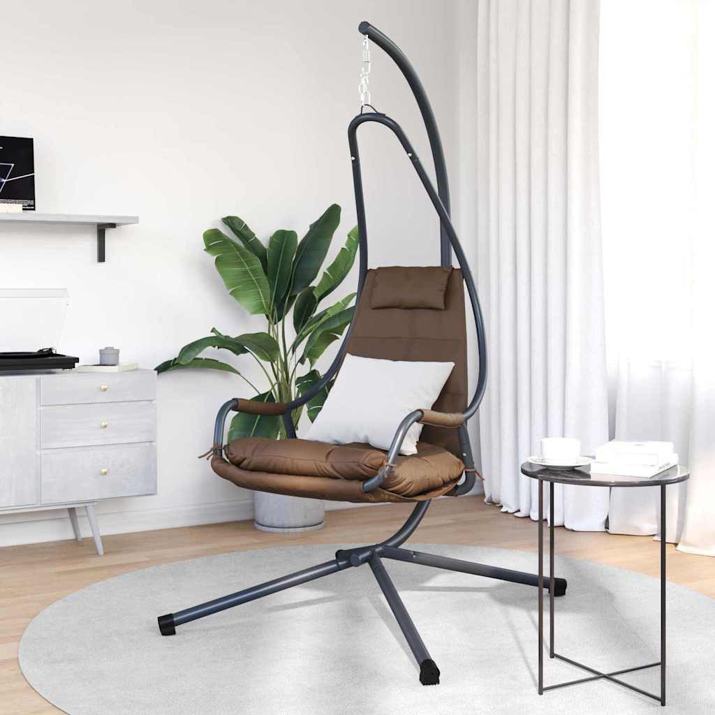 vidaXL Hollywoodschaukel Hängendes Ei-Stuhl Kaffeebraun 94 x 107 x 196,5 cm Stahl, 1-Sitzer, 1 tlg.