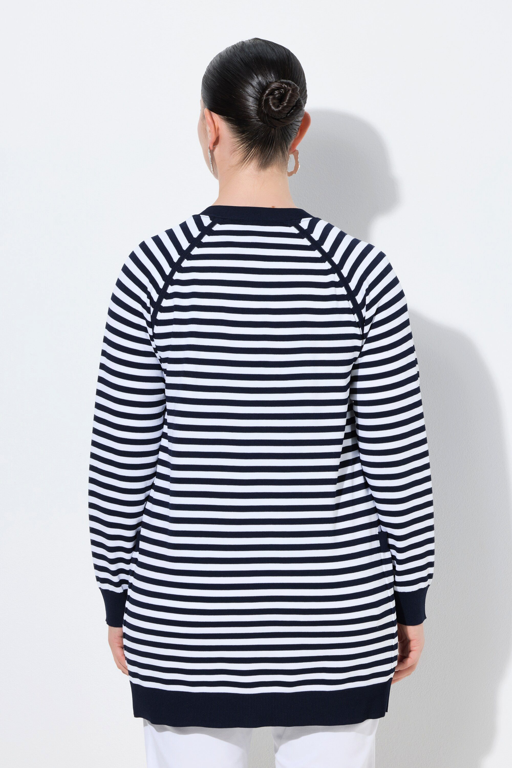 Ulla Popken Strickjacke Strickjacke in Ringeloptik aus Feinstrick