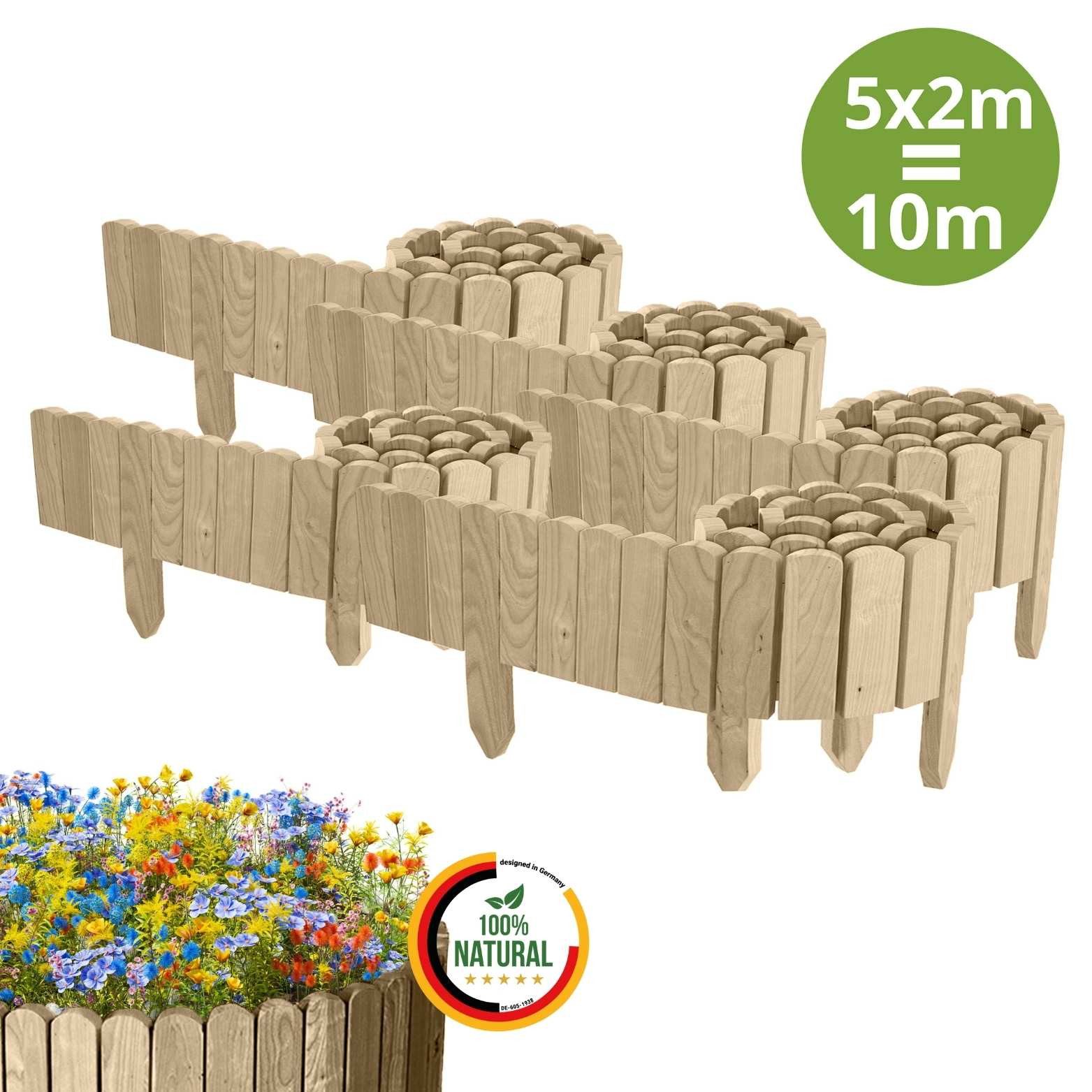 Floranica Palisade Beeteinfassung Beetumrandung Flexibler Holzzaun günstig online kaufen