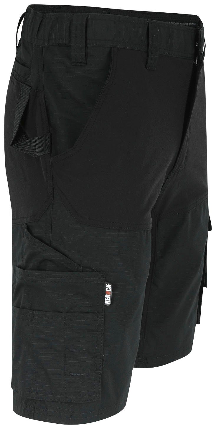 HESPAR schwarz (1) Hammerschlaufe Herock Arbeitshose Multi-Pocket Komfortabel, 4-Wege-Stretch, BERMUDAS mit