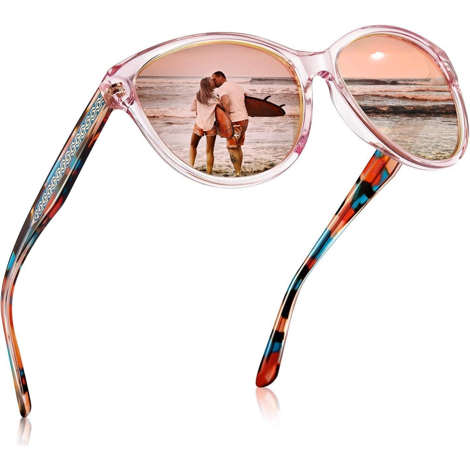 LuxusKollektion Retrosonnenbrille Sonnenbrille Damen verspiegelte polarisierte UV400 M4-verspiegelt Rosa