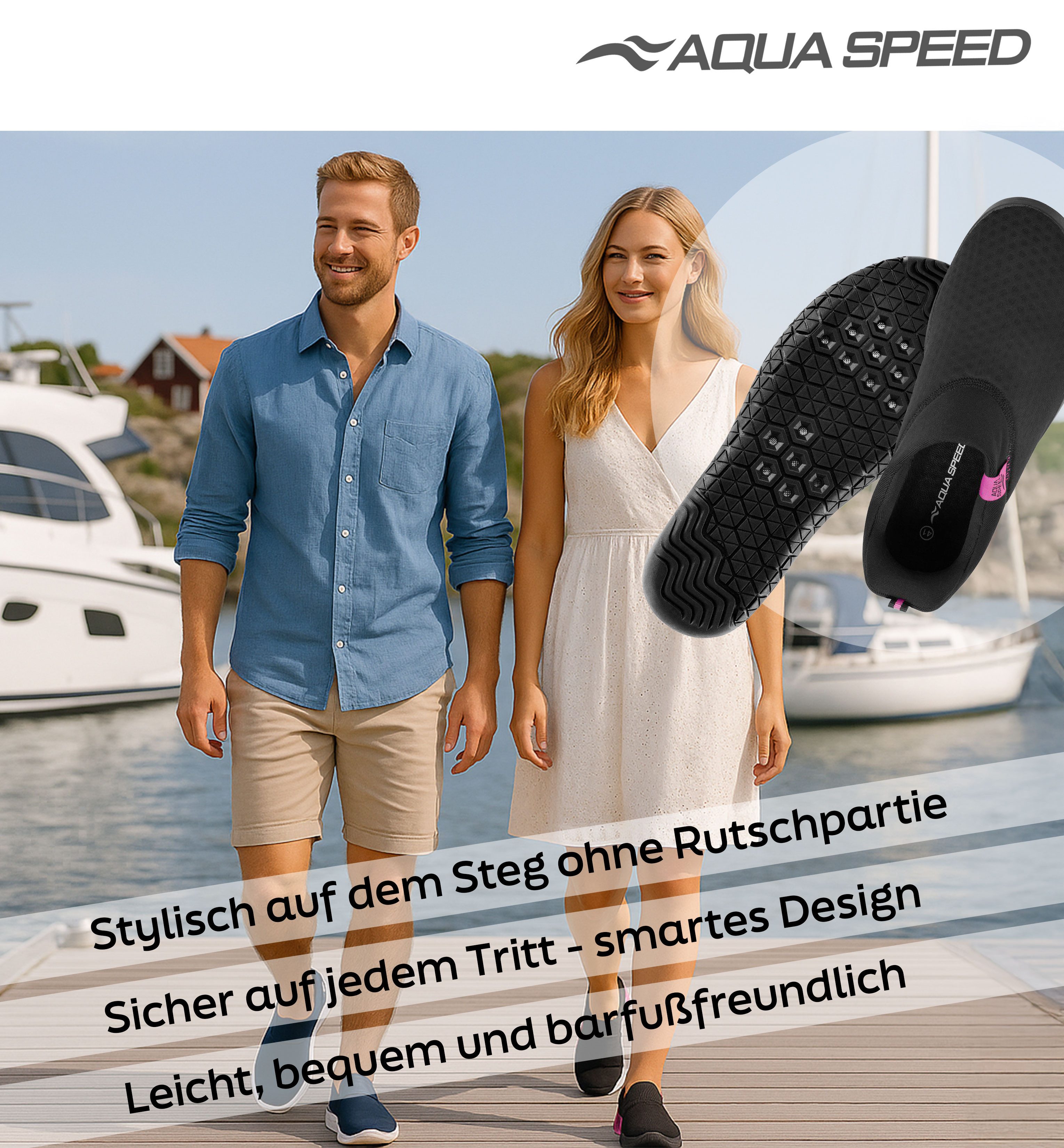 Aqua Speed Aqua Speed Lagarto Aquaschuhe Gr. 40 – Rutschfest & modern im Set Wasserschuh (Vielseitige Aqua Schuhe – Für Freizeit, Urlaub & Schwimmbad) Rutschfest & stylisch – Aqua Schuhe + Tuch für unterwegs