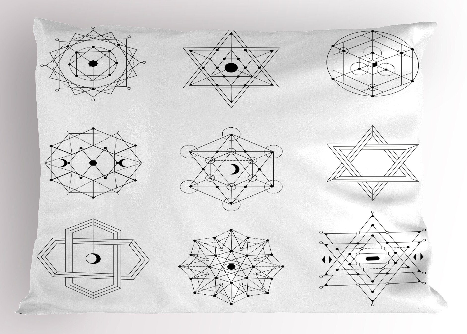 Kissenbezüge Dekorativer Standard King Size Gedruckter Kissenbezug, Abakuhaus (1 Stück), Alchimie Linienförmige Geometrie