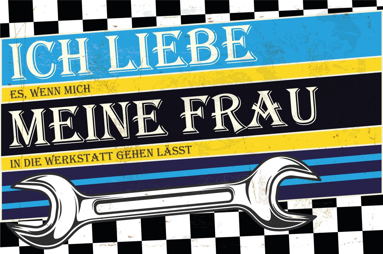 queence Alu-Dibond-Druck Ich liebe meine Frau, Sprüche, Sprüche & Texte, Werkstatt Schild, Schraubenschlüssel