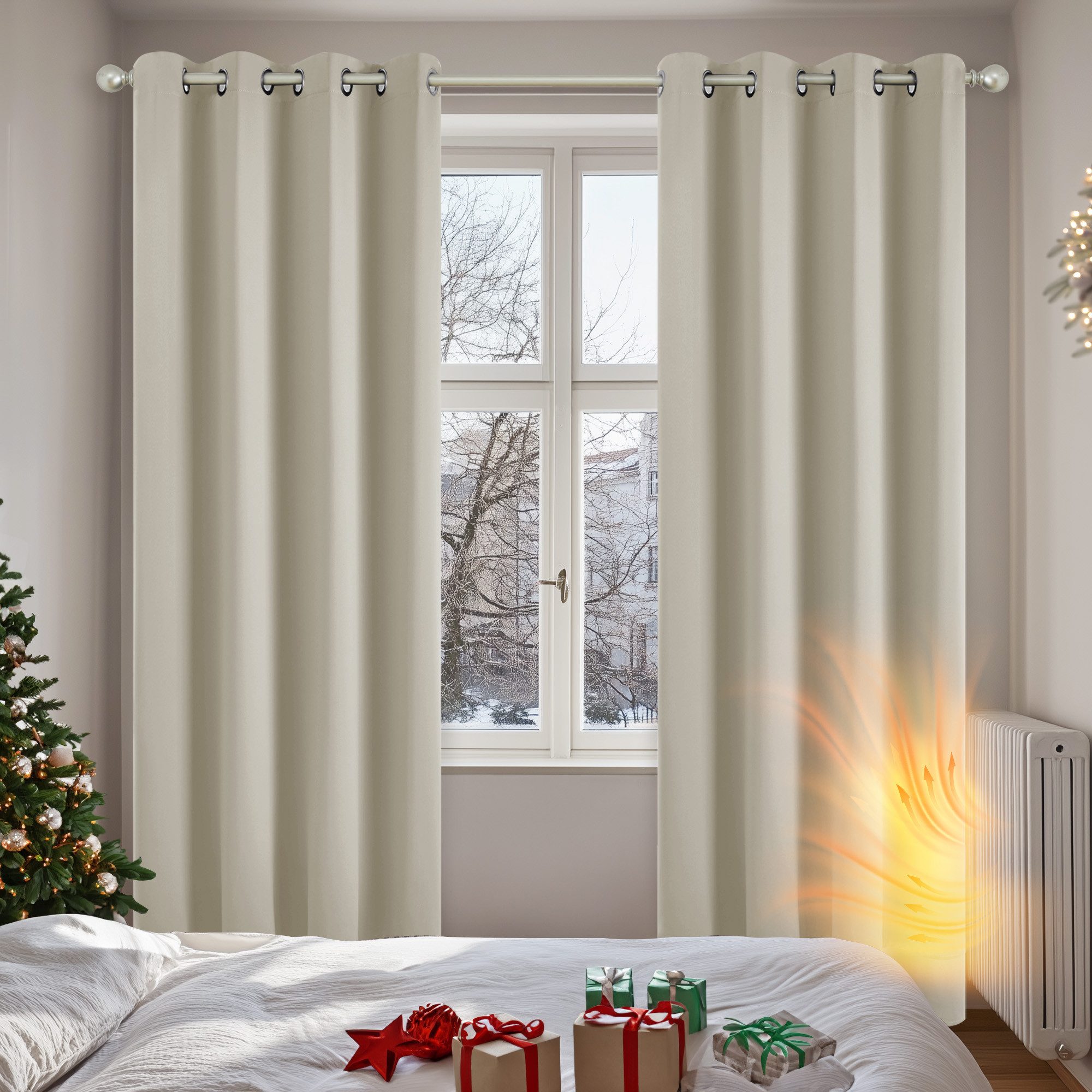 Deconovo Verdunkelungsvorhang Gardinen mit Ösen Blickdichte Vorhang Kältesc günstig online kaufen