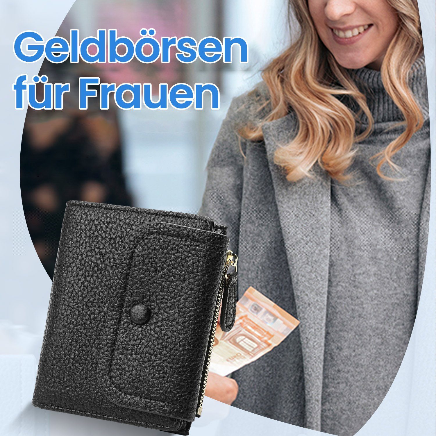 MAGICSHE Kartentasche Handtasche Damen Schwarz Geldbörse