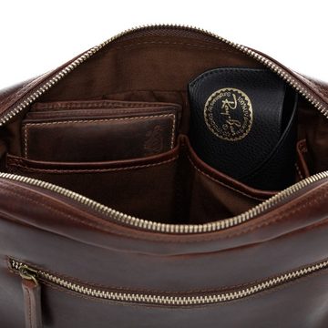 SID & VAIN Bauchtasche »OSCAR«, Umhängetasche echt Leder Unisex, Umhängetasche braun-cognac