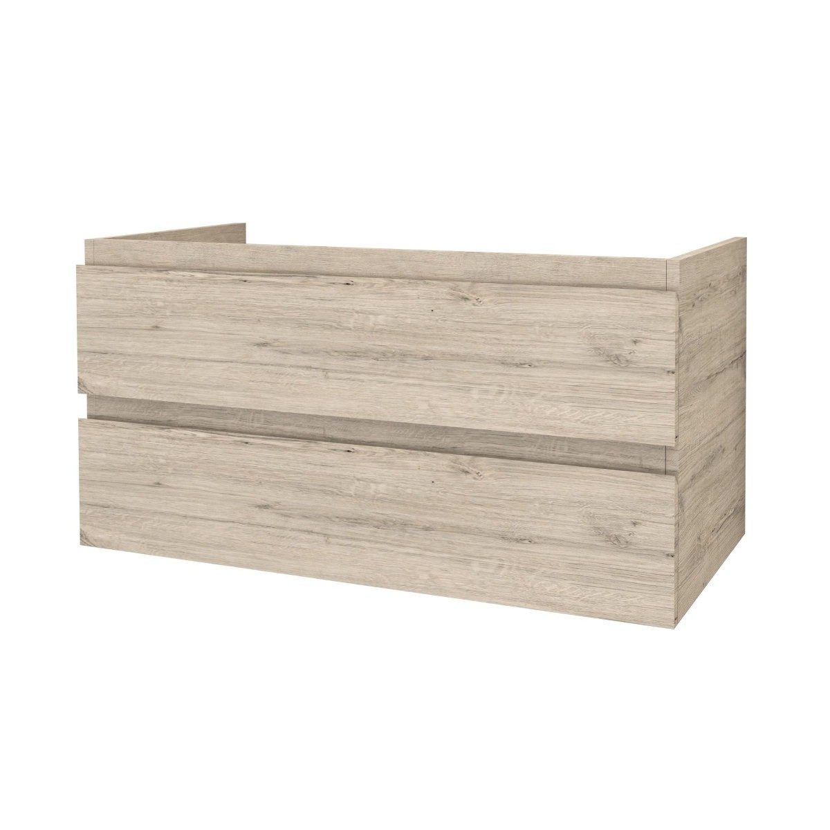 Belvit Waschbeckenunterschrank ARONA Badmöbel MDF Softclose 2 Schubladen Helles Holz hängend 60-120 cm