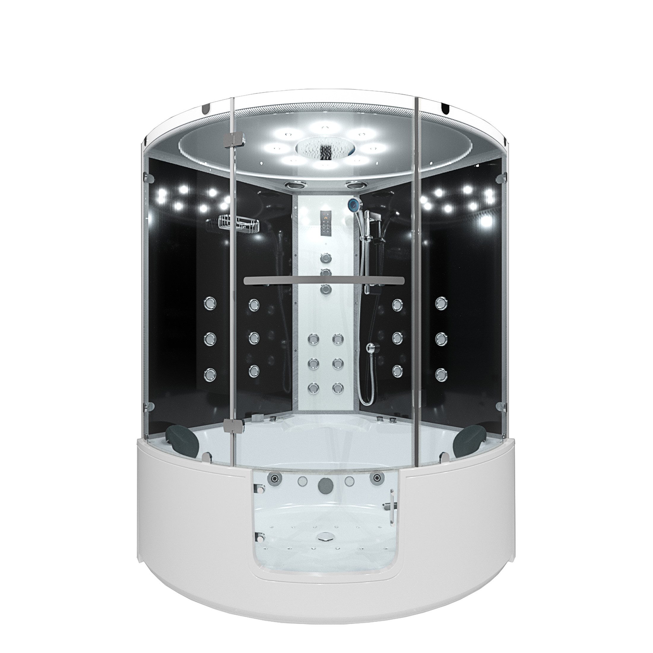 AcquaVapore Grossraumdusche Dampfdusche Whirlpool Duschkabine Pool K60-SW-TH-ALL, Sicherheitsglas ESG, Integrierte Massagedüsen, Moderner Touchscreen, Thermostat-Steuerung