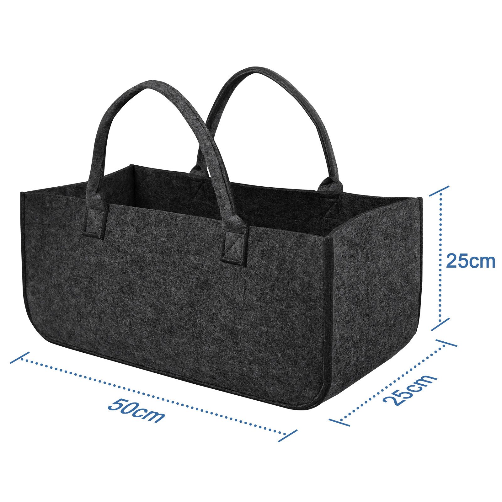 FIVMEN Kaminholzkorb Filztaschen für Kaminholz Filztasche Faltbar Brennholzkorb 50x25x25cm (2 St), Filz Organizer für Feuer Brennholz Regale Schränke Haus Büro Zeitungen