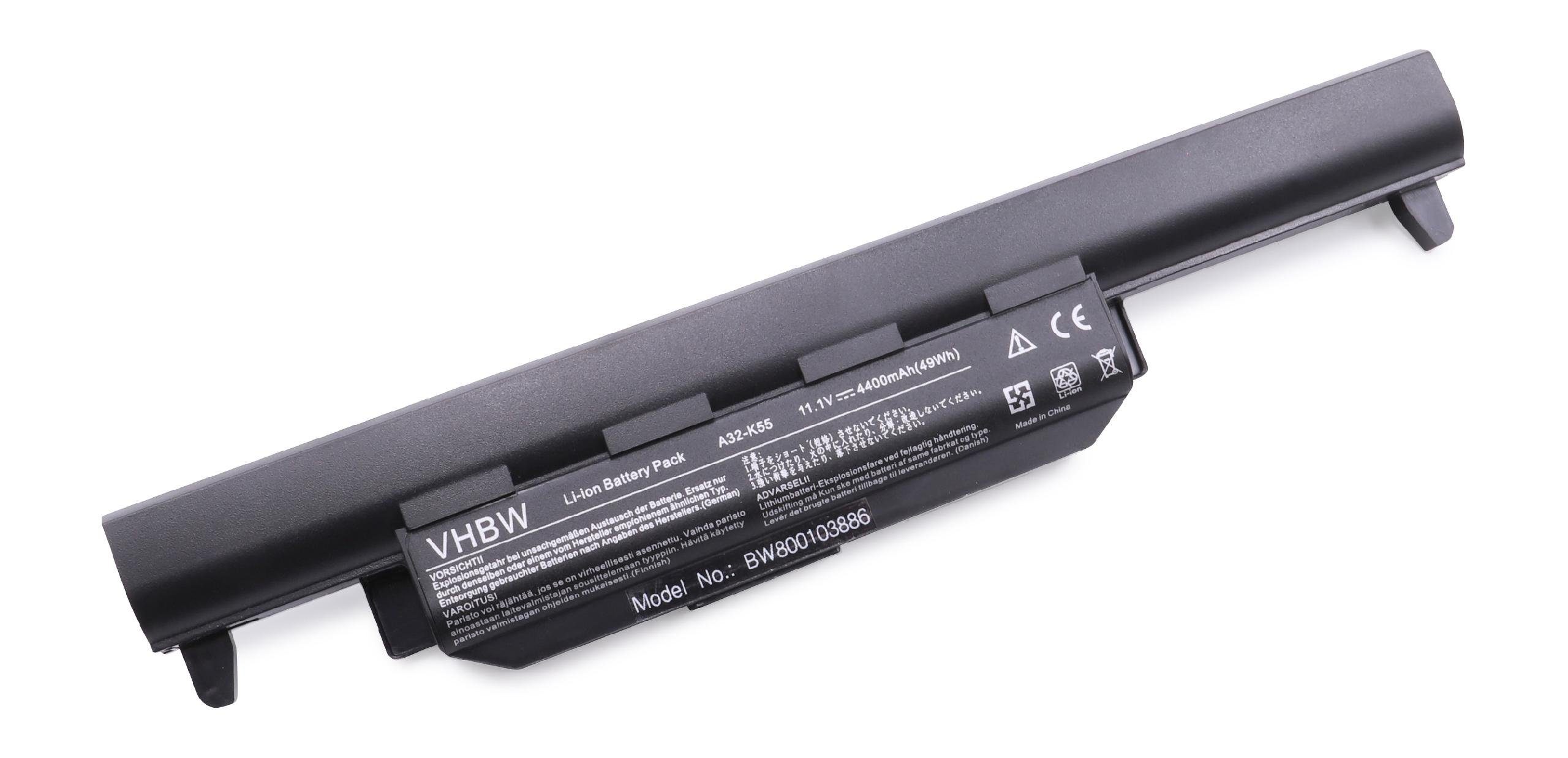 vhbw Laptop-Akku passend für Asus K55DR, K55N, K55V, K55VD, K55VM, K55VS, K75, K75A, K75D, K75DE, K75V, K75VD, K75VM Notebook / Netbook (4400mAh, 11,1V, Li-Ion) 4400 mAh