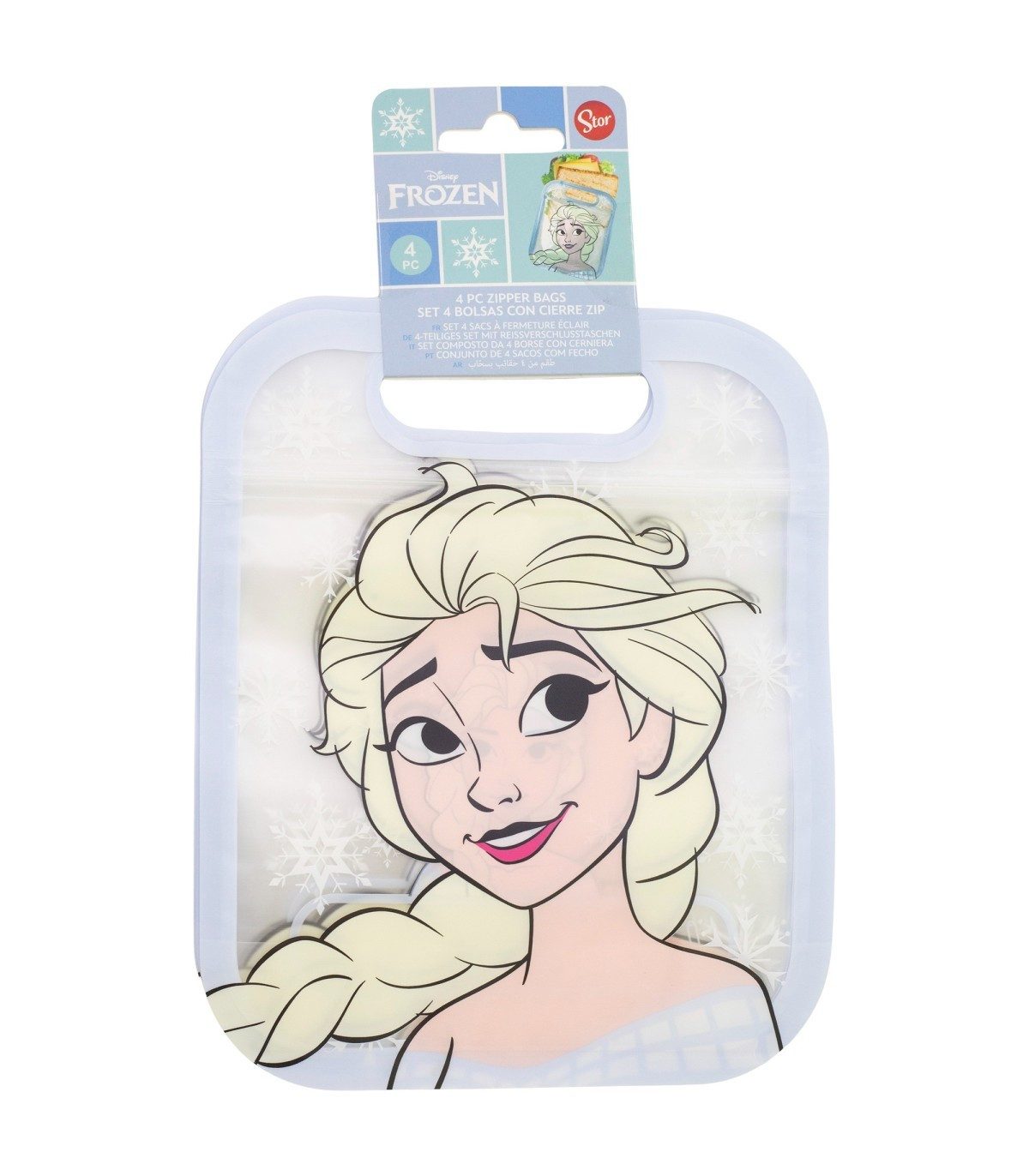 Disney Frozen Brottasche 4 Stück mit Zip Verschluss für Obst Kekse und Snacks, (Spar-Set, 4-tlg., 4x Stück)