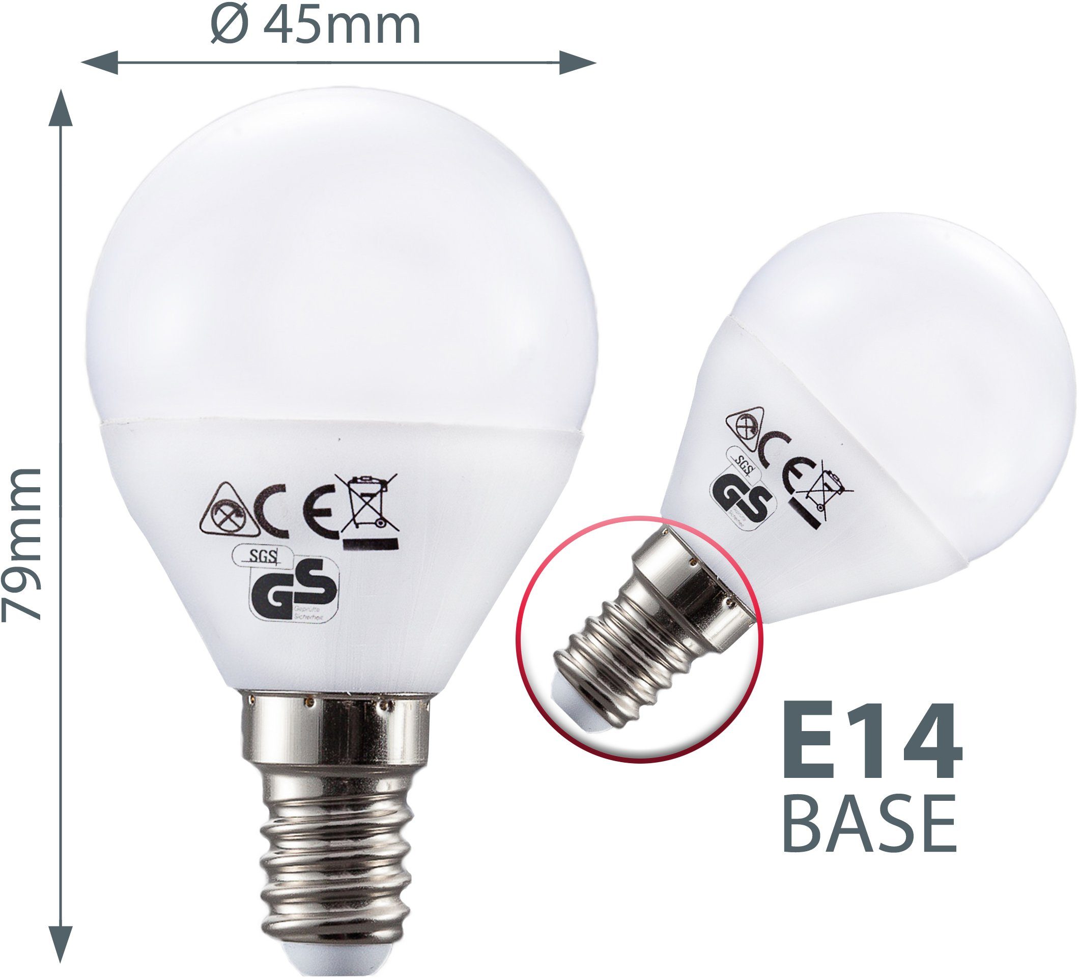 B.K.Licht LED-Leuchtmittel, E14, 5 LED-Lampe 470 Warmweiß, Glühbirne St., Lumen 3.000 Energiesparlampe Kelvin 5 Watt