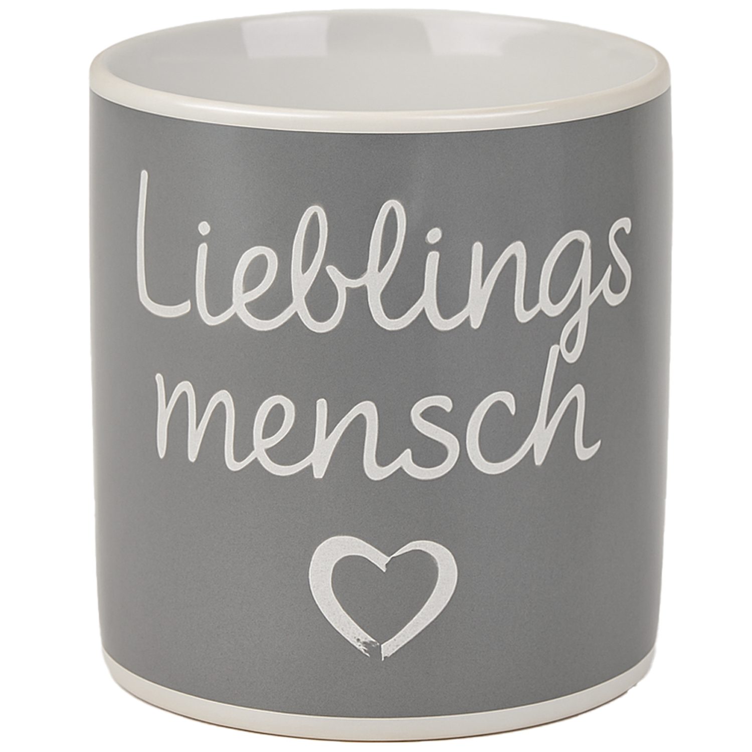what the shop Tasse Lieblingsmensch 900 ml aus Steinzeug 12,5x11 cm Anthrazit, Viel Platz für Lieblingsgetränke