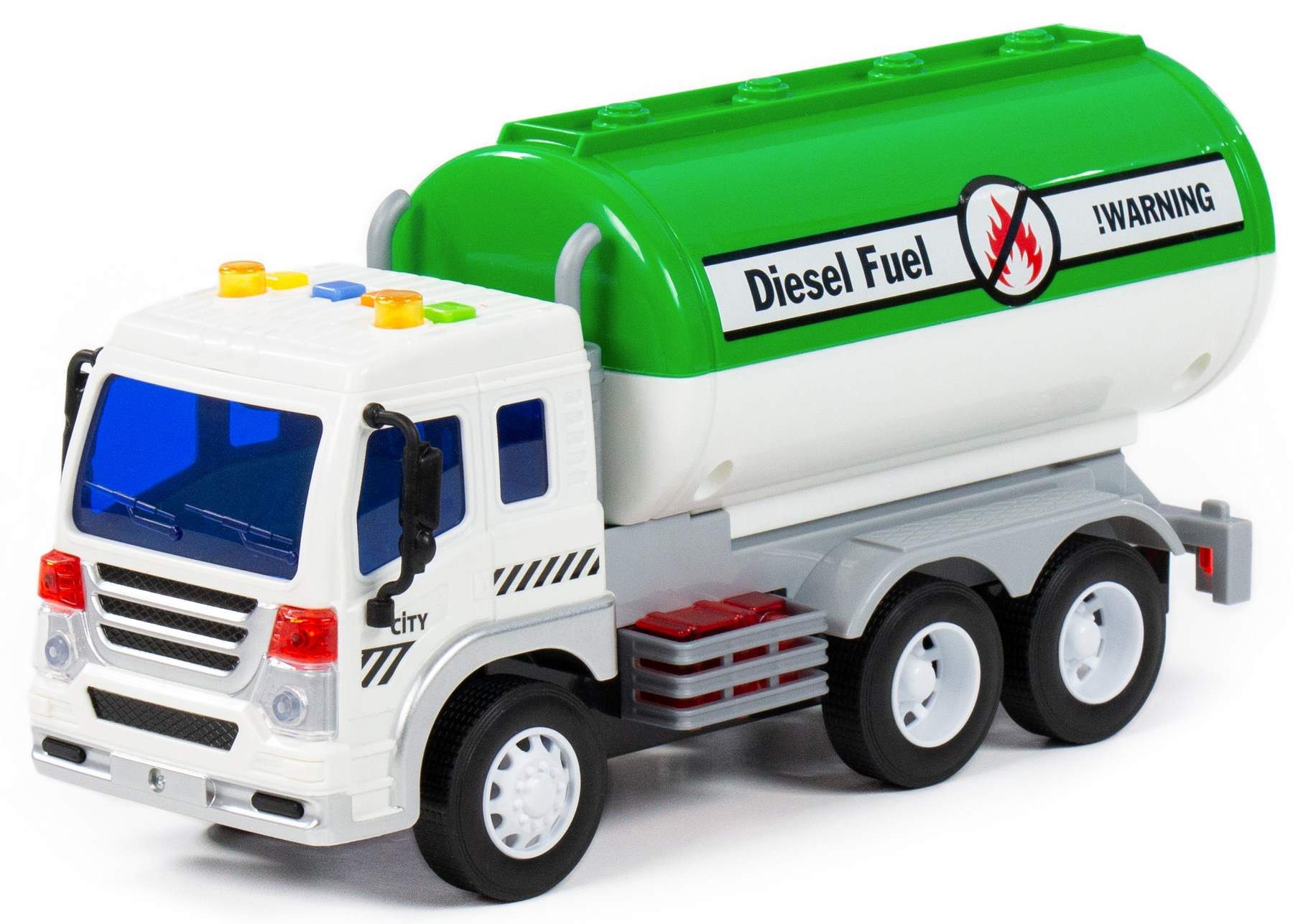 Polesie Spielzeug-LKW Tankwagen LKW CITY grün Schwungrad mit Licht Sound