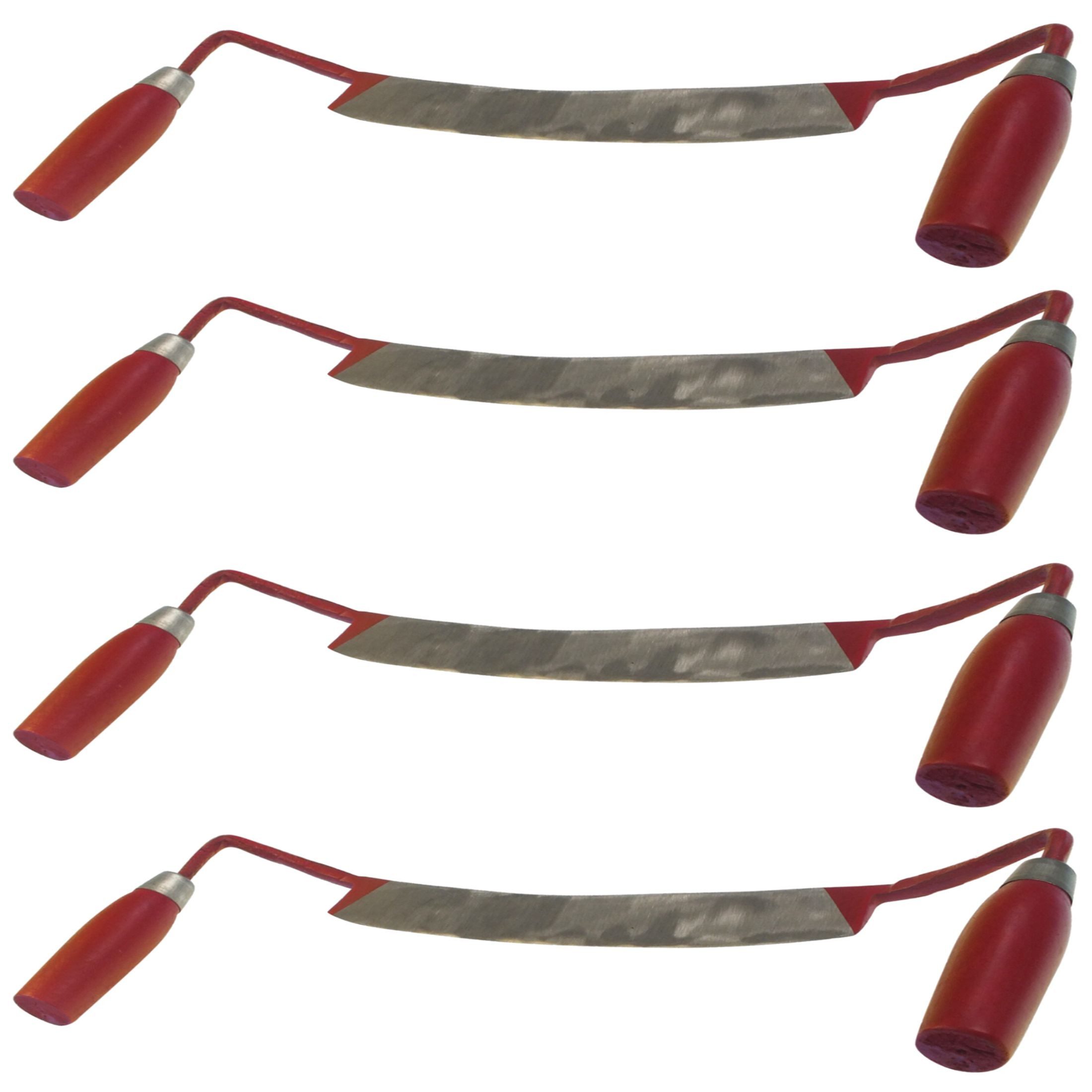 BauSupermarkt24 Zugmesser 4tlg Zugmesser gebogen 24cm Schneide + 2 lack. Holzgriffe f. Zieheisen