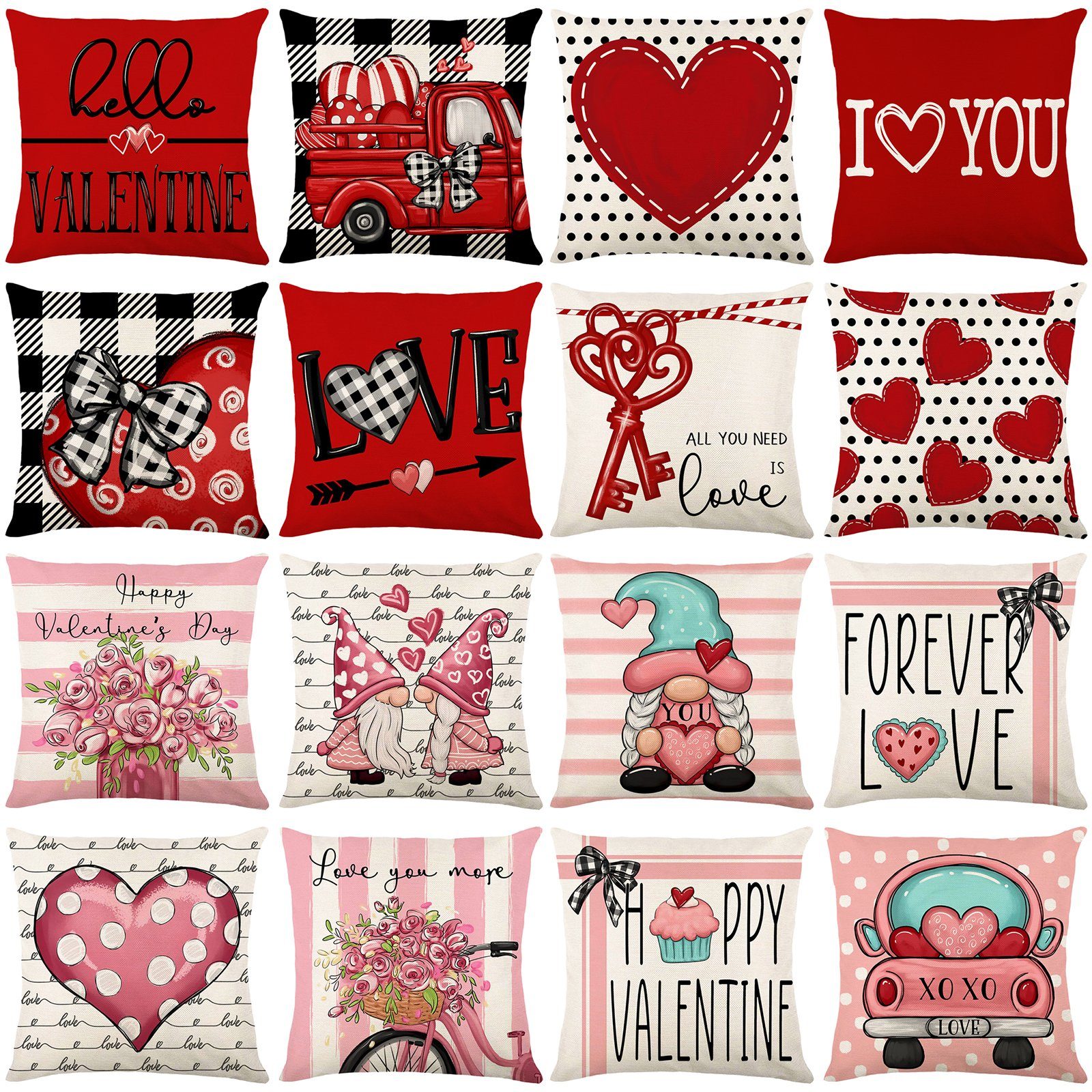 4St. Valentinstag,Thanksgiving,Zierkissen,Sofakissen,Couchkissen,Leinen Weihnachten BTTO, Kissenbezüge #4 Dekokissen Kissenbezug Jubiläumshochzeit, Set 45*45cm