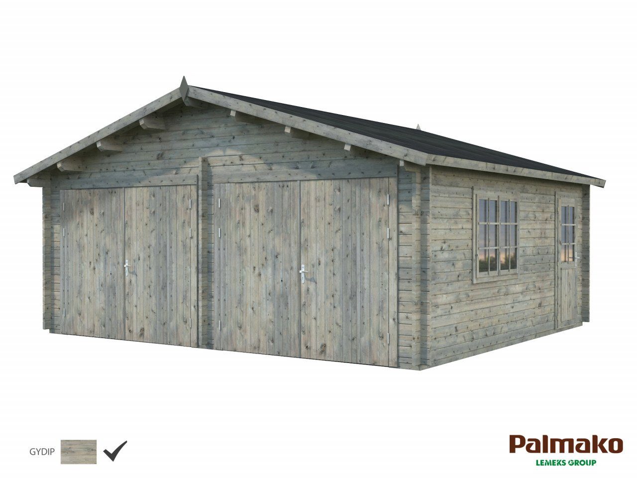 Palmako Garage Holzgarage Roger mit Holz 28,4 aus grau, Doppelgarage Holztor