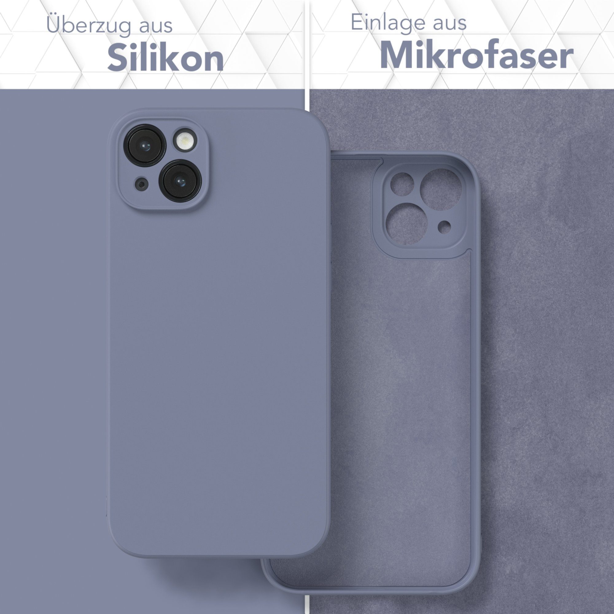 EAZY CASE Handyhülle für Apple iPhone 14 Plus Hülle Silikon 6,7 Zoll, Silikon Schutzhülle mit Kameraschutz Matt Back Cover Soft Eis Blau – Bild 3 von 5