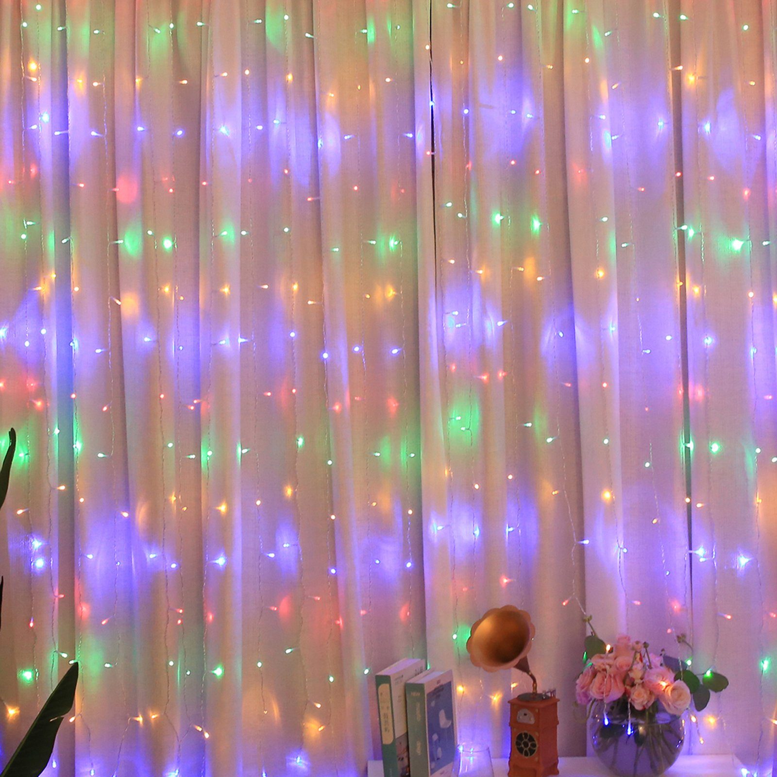 LED-Lichtervorhang 2x2M, wasserdicht, USB, für Schlafzimmer Wand Fenster Weihnachten Deko