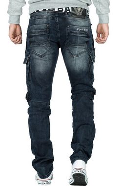 Cipo & Baxx Regular-fit-Jeans Cargo Hose BA-CD440 Stonewashed mit Verzierungen