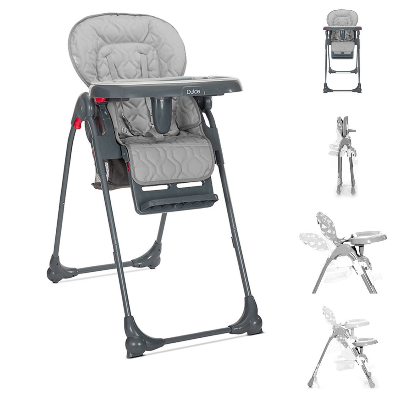 Lorelli Kombihochstuhl Kinderhochstuhl Dulce, Sitzhöhe verstellbar, faltbar, 5-Punkt-Gurt, Korb