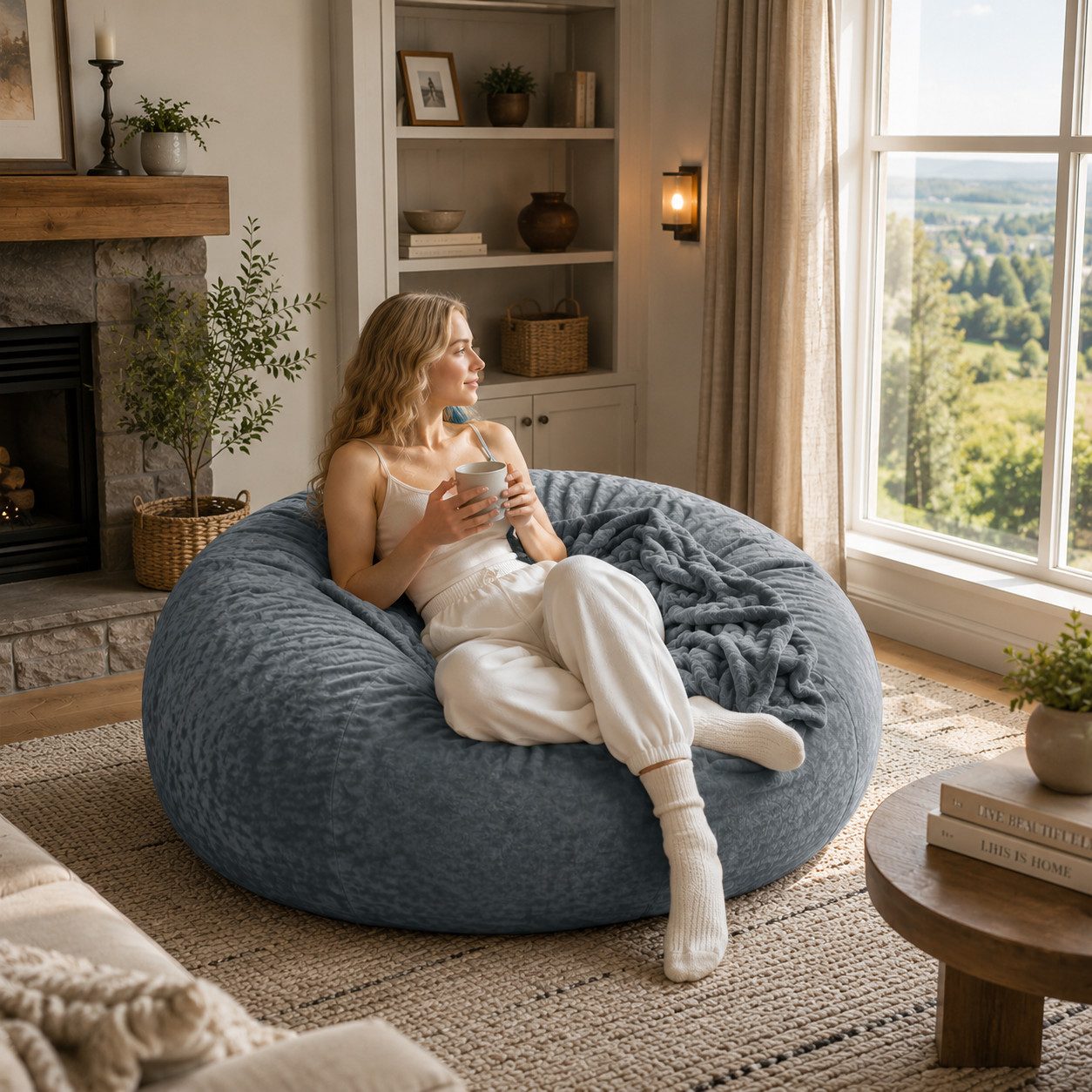 VUZINIC Sitzsack Sitzsack-Stühle Erwachsen 90cm Memory-Schaum Mikrofaser-Bezug (1 St), rund flauschig Wohnzimmer Dunkelgrau