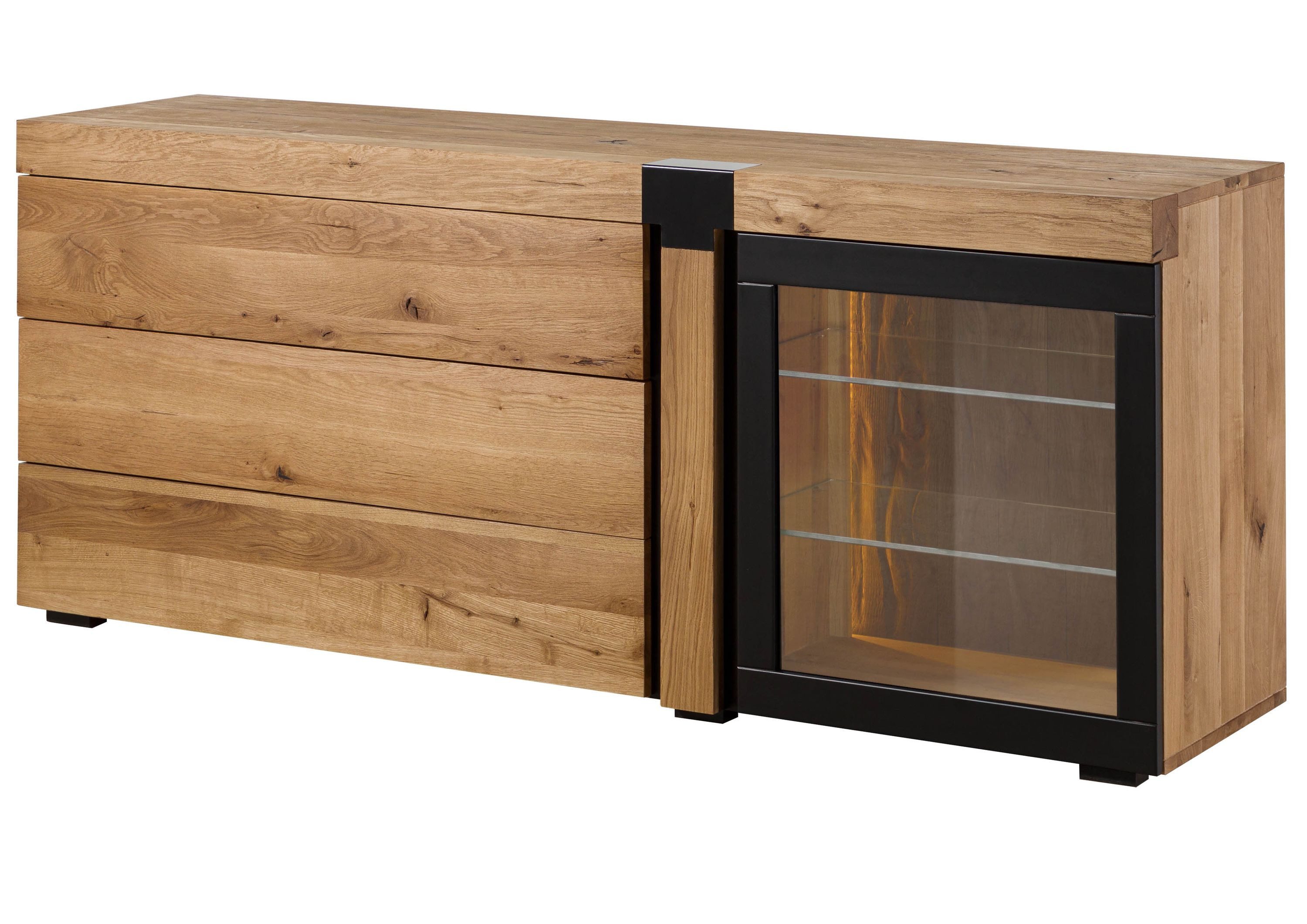 Massivmoebel24 Sideboard ROTTERDAM (Massivholz), Wildeiche 180x45x75 natur geölt ROTTERDAM #117