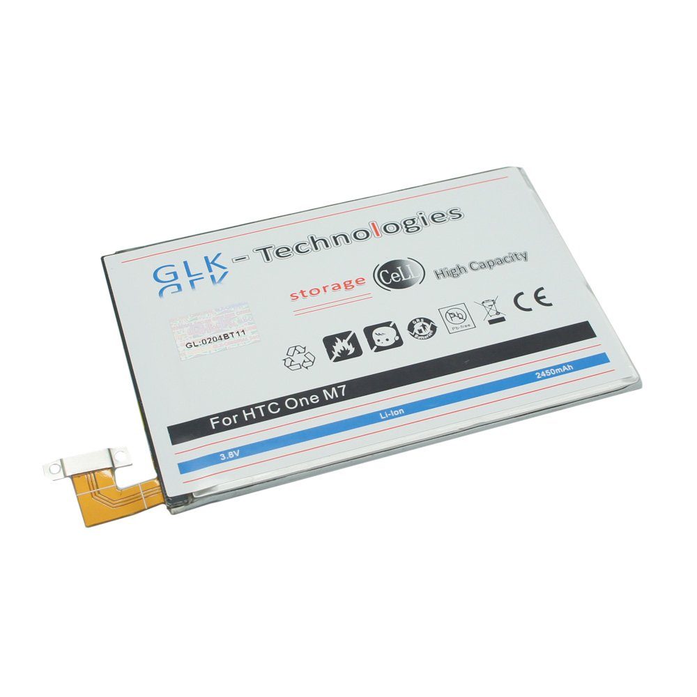 GLK-Technologies High Power Ersatzakku für Set V) NEU BN07100, 2450 Smartphone-Akku accu, (3.8 One Werkzeug Original Battery, Kit mAh inkl. GLK-Technologies mAh HTC 2450 Akku, M7