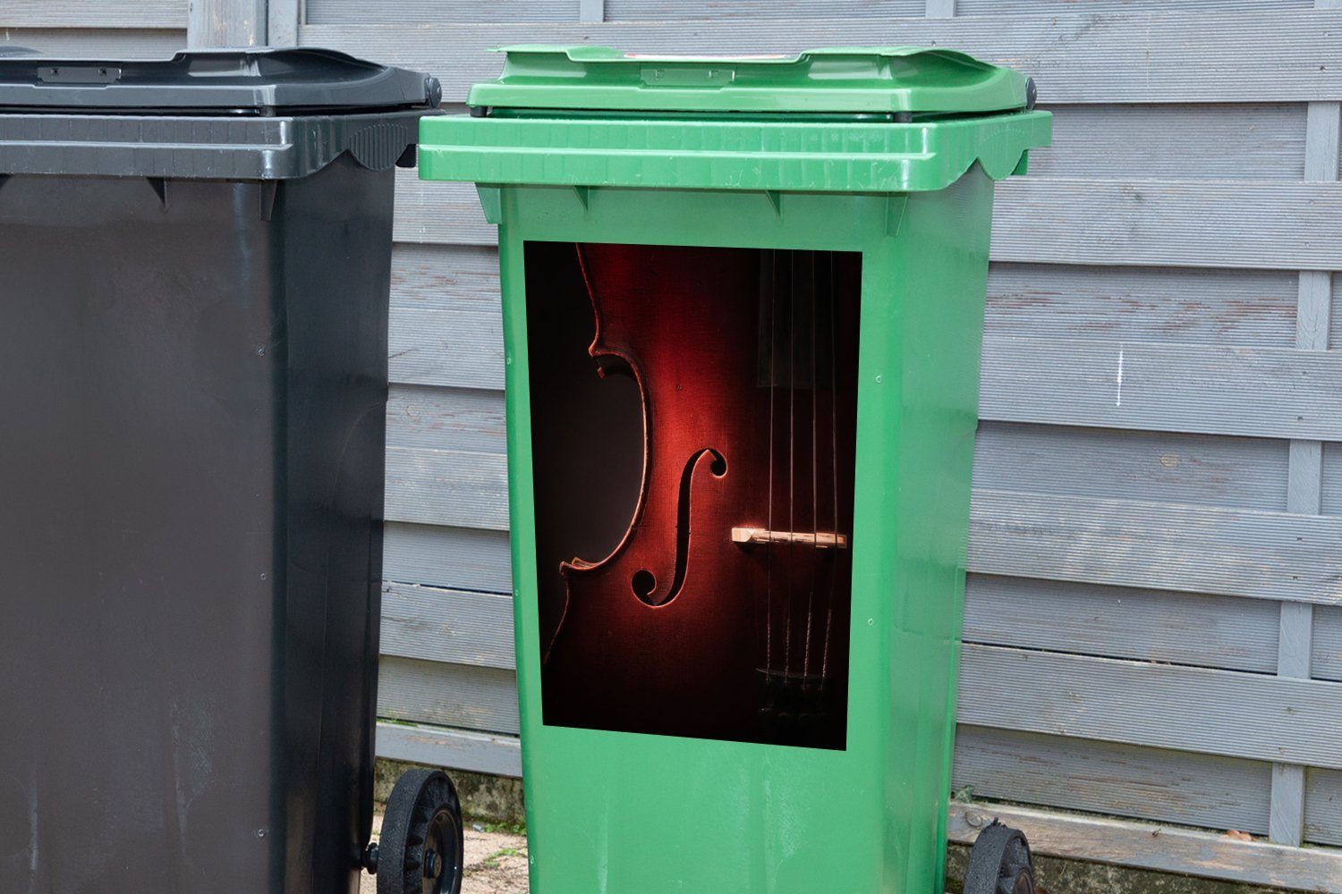 Wandsticker Abfalbehälter Mülleimer-aufkleber, St), eines Container, Mülltonne, Sticker, Cellos (1 MuchoWow Nahaufnahme