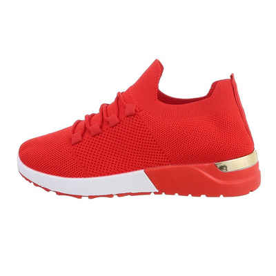 Ital-Design Damen Low-Top Freizeit Sneaker Flach Sneakers Low in Rot
