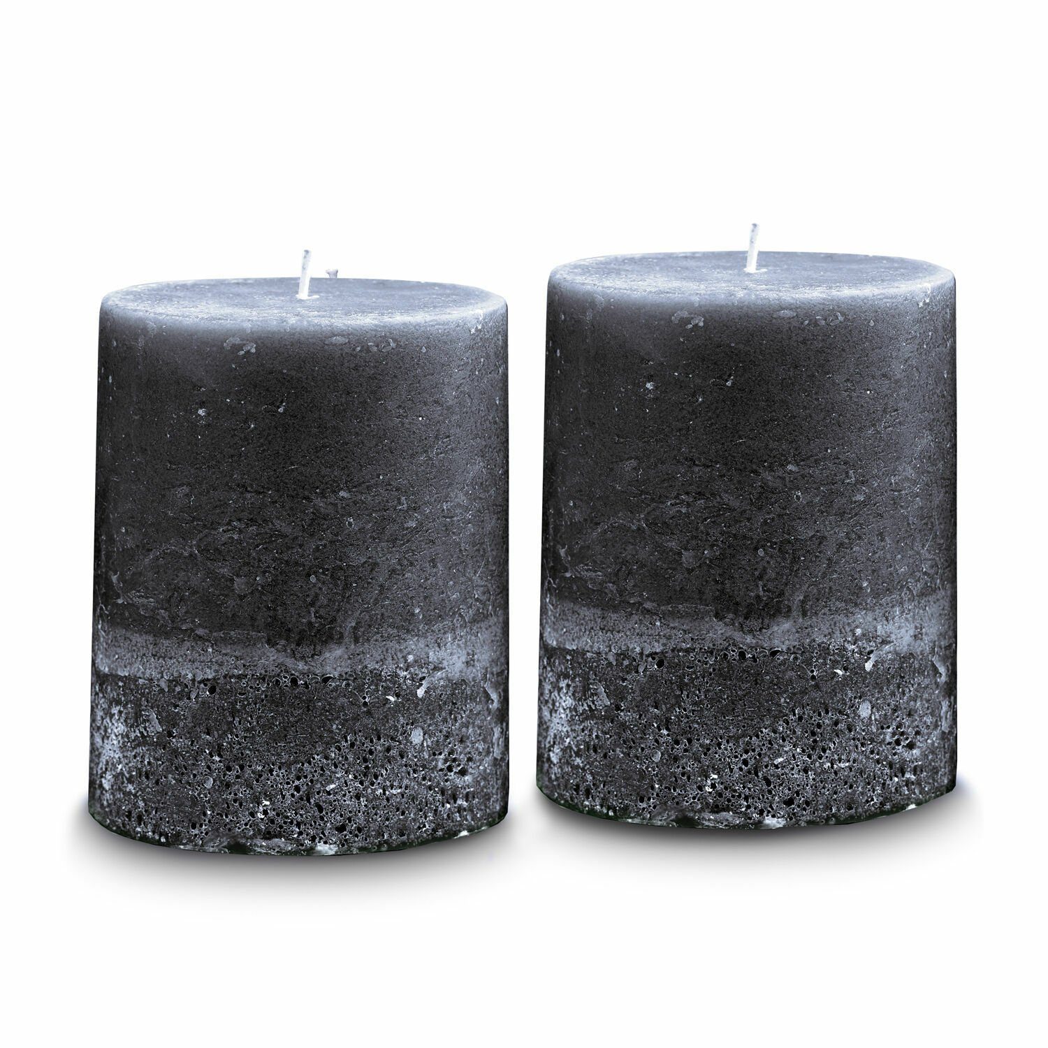 Mirabeau Stumpenkerze Kerze 2er Set Oviedo anthrazit (2er Set, 2er Set), none