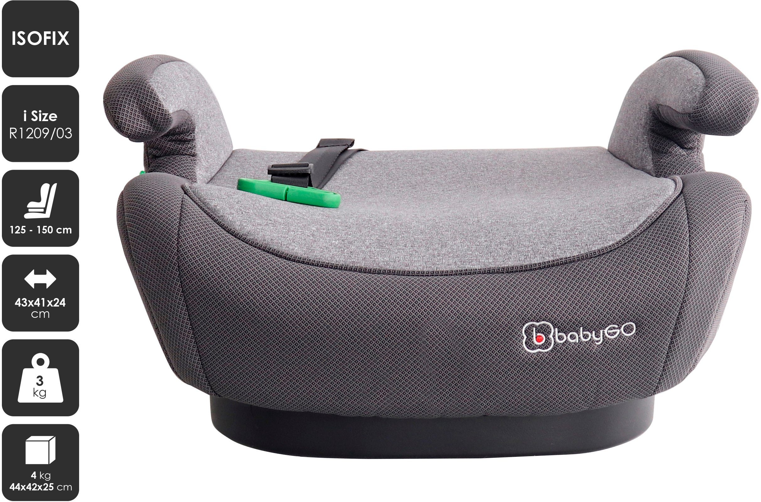 BabyGo Kindersitzerhöhung Bursa IV Isofix 126-150 cm, ab: 126 cm, bis: 150 cm, vorwärts gerichtet