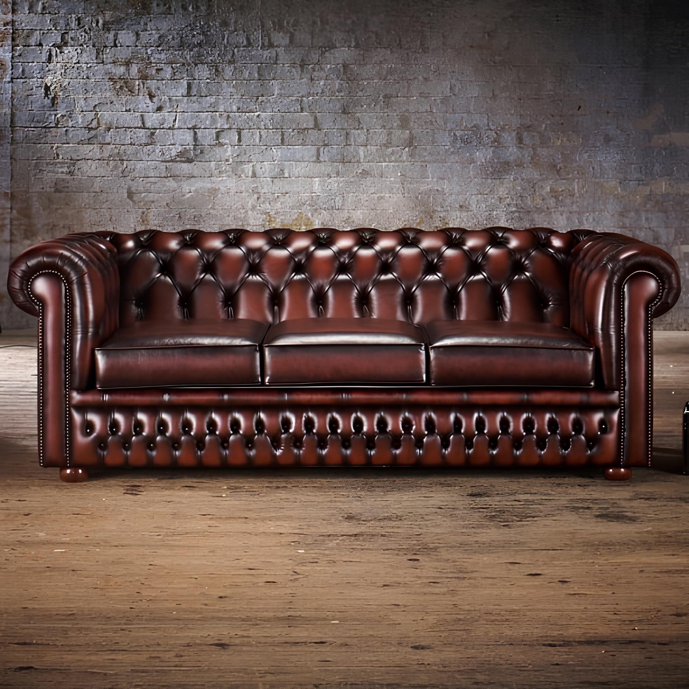 Sofa 3 Sitzer Couch Polster Chesterfield Antik Braun Sofa Couchen Sitz
