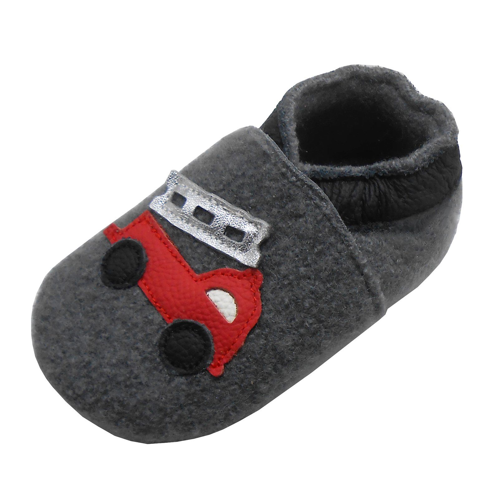 Yalion Weiche Kinder Filz Hausschuhe aus Schafwolle und Leder Krabbelschuh