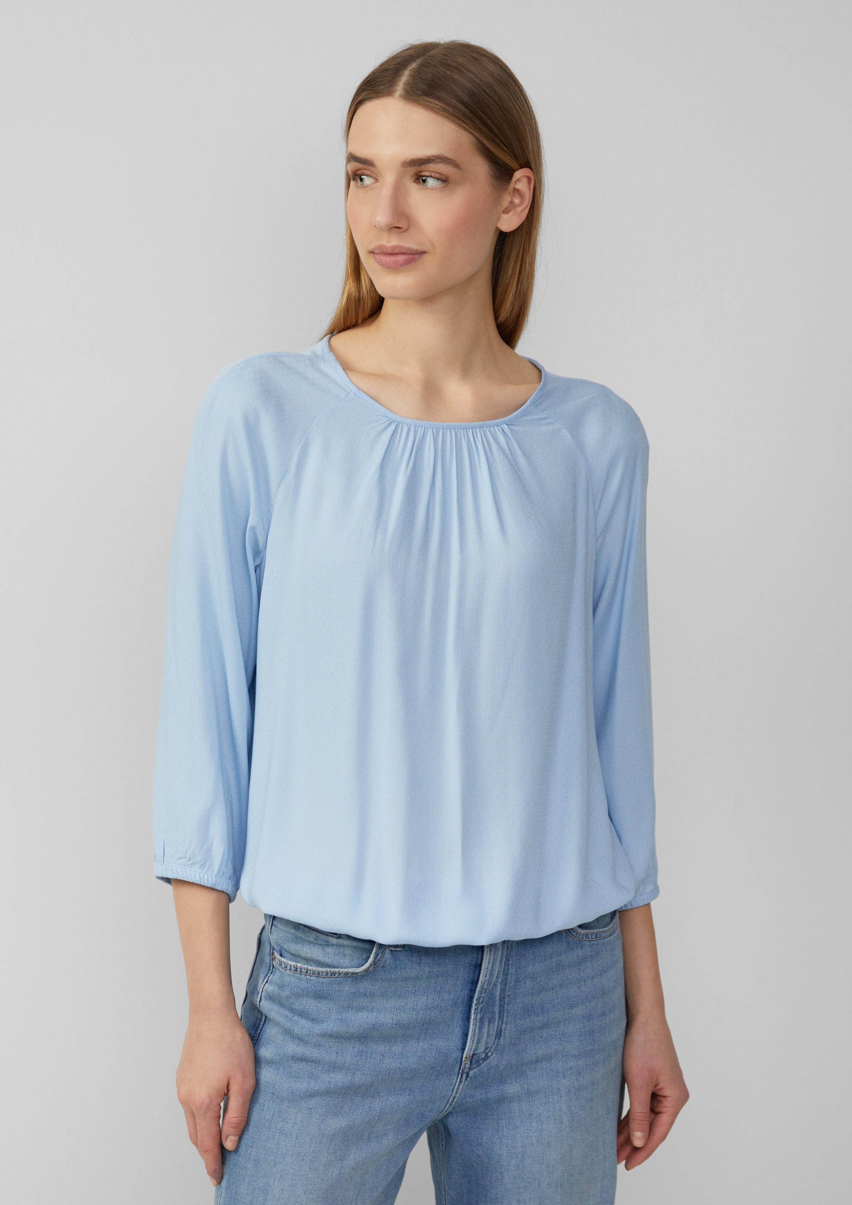 Langarmbluse Strukturierte Viskose-Bluse mit Raff-Details