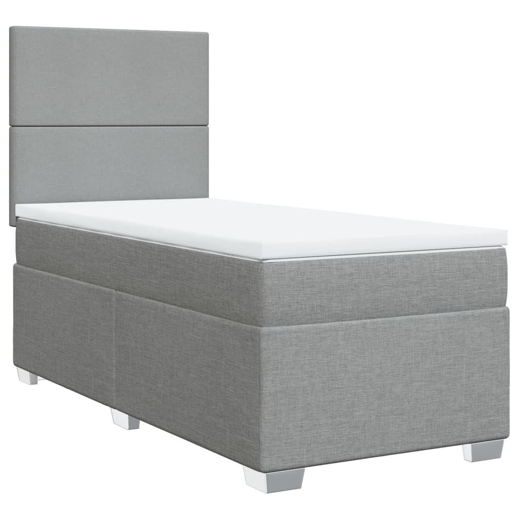 vidaXL Bett Boxspringbett mit Matratze Hellgrau 90x200 cm Stoff
