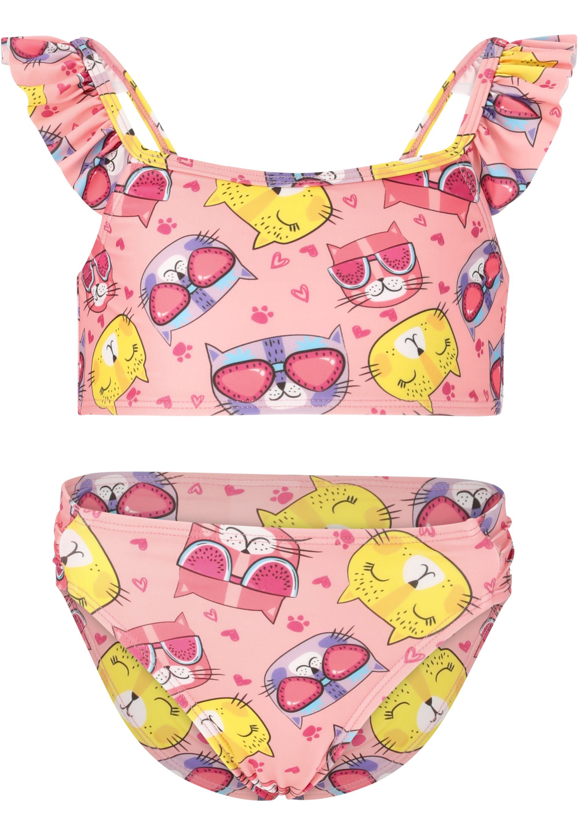 ZIGZAG stylischem Rüschendetail mit pink-gelb Carly Balconette-Bikini