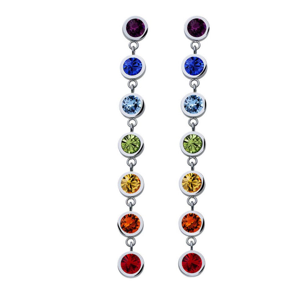 Crystalp Jewellery Ohrring-Set Dlouhé náunice s barevnými krystaly Balance Post Chakra 42162.MUL.E