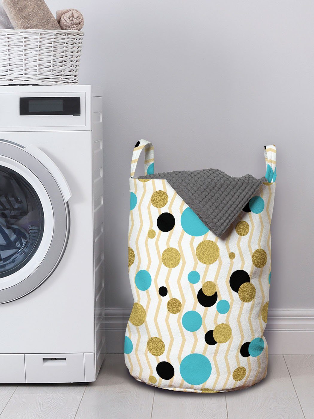 Kordelzugverschluss Abakuhaus Trippy Waschsalons, für Wäschekorb Abstrakt Runde Griffen Geometrische Wäschesäckchen mit